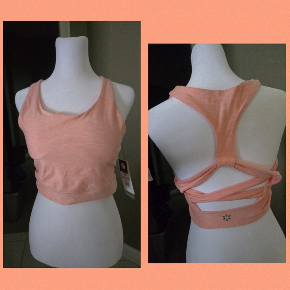Nine West Sports Bra $42 Racerback Cut Outs Padded Comfortable Cross Over Strap